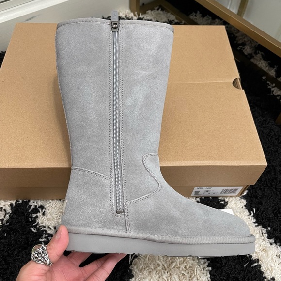 NIB Women’s Size 5 (European Size 36) UGG Alber Tall Zipper Winter Boots In Grey - Picture 2 of 13
